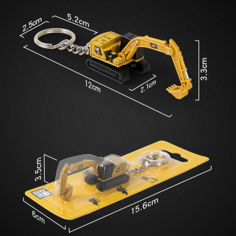 Heavy Equipment Keychain - Diecast Mini Engineering portachiavi Bulldozer escavatore
